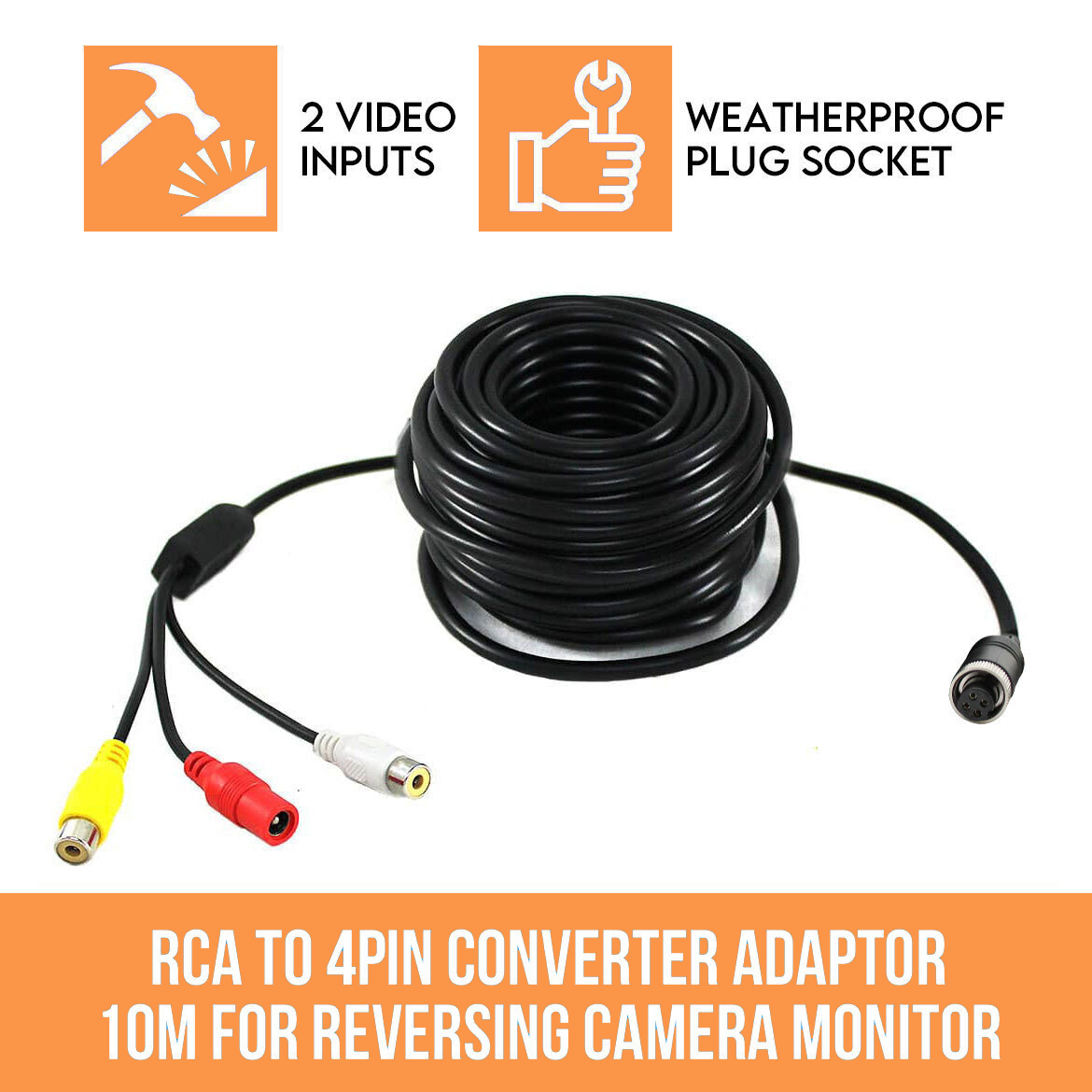 RCA to 4Pin Aviation Connector Extension cable 10Meter