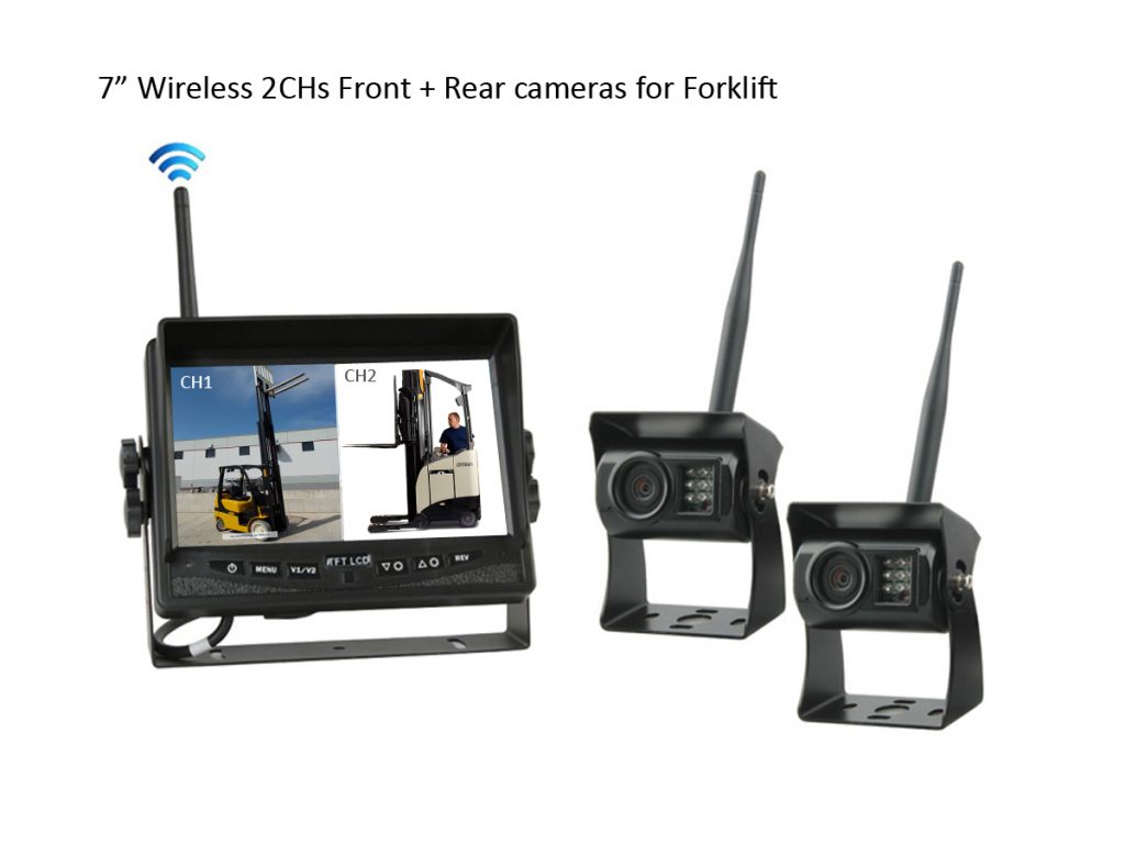 No interference 7″ Wireless Front / Rear view Cameras for reach trucks