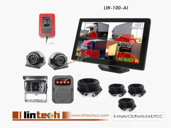 10 Inch AI Touch Quad Screen 1080P Monitor DVR Recorder Vehicle Side Camera
