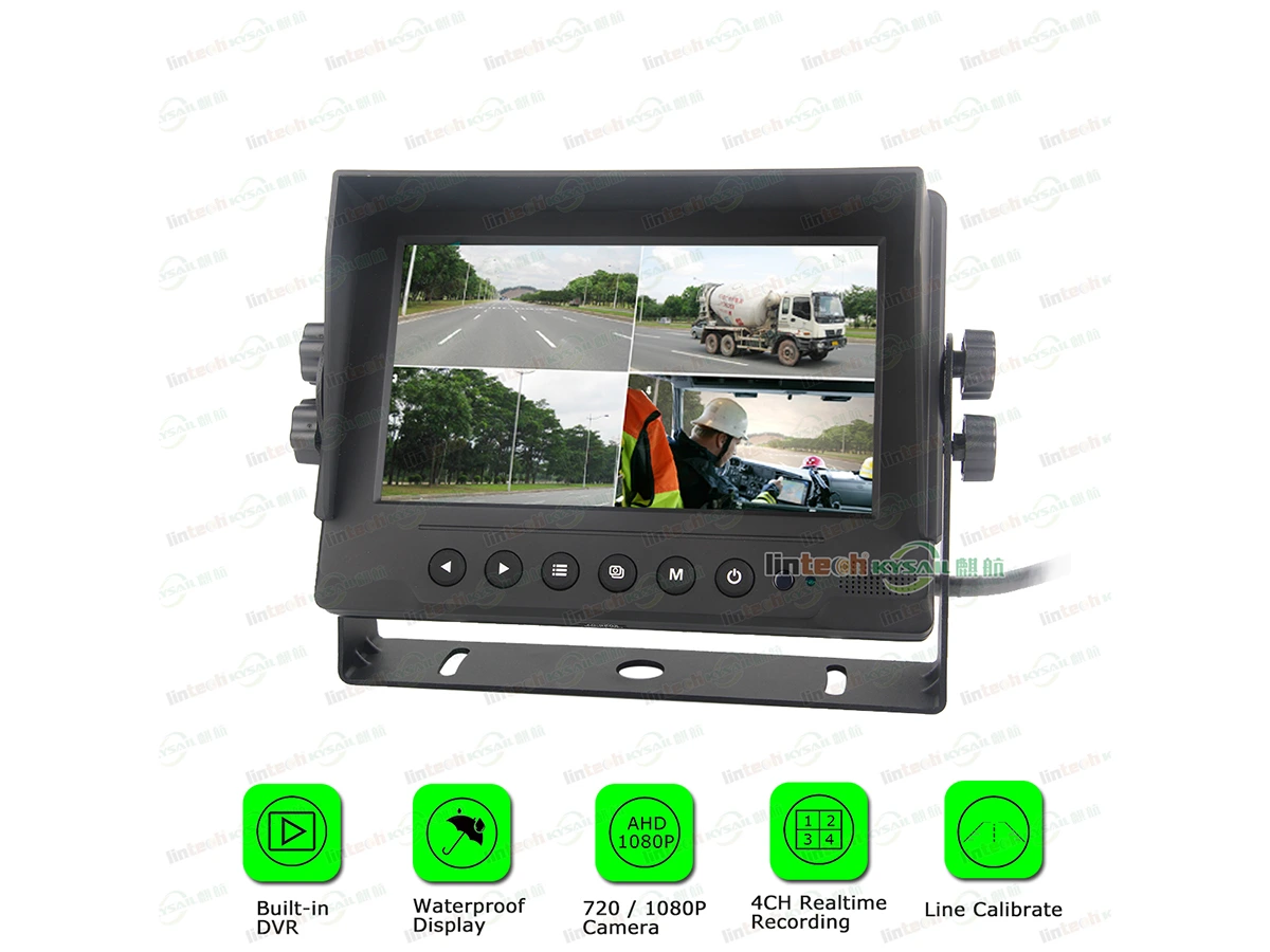 AHD 7inch Waterproof DVR Split Quad Monitor IP69K - Image 2
