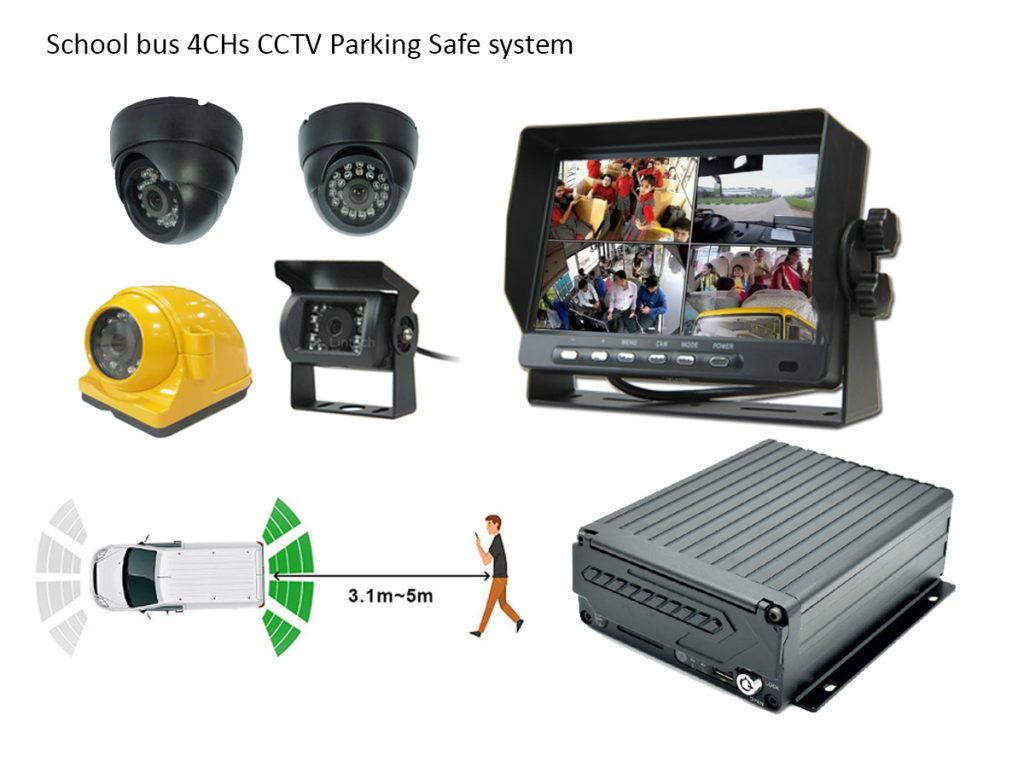 School bus CCTV Camera Parking Sensor system 4CH