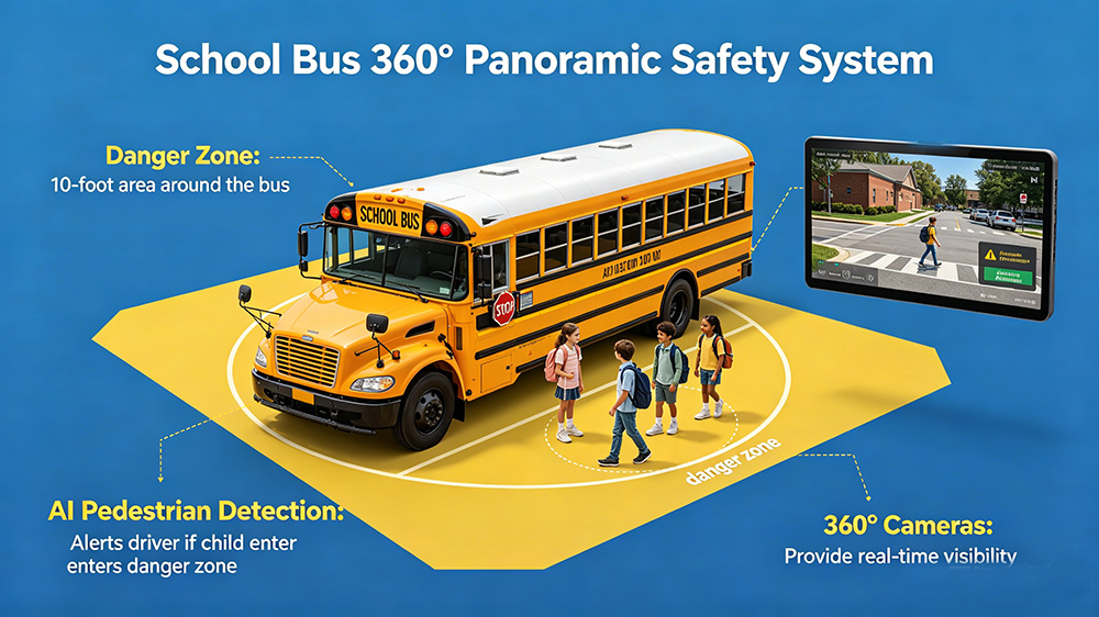 360 surround view camera system for school bus