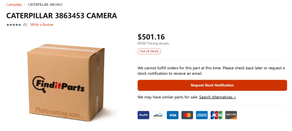 OEM Excavator Rear view Camera PRICE