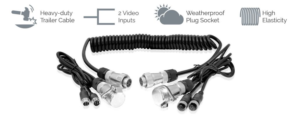 Trailer Cable Coil and 4PIN connector 2CHs-10